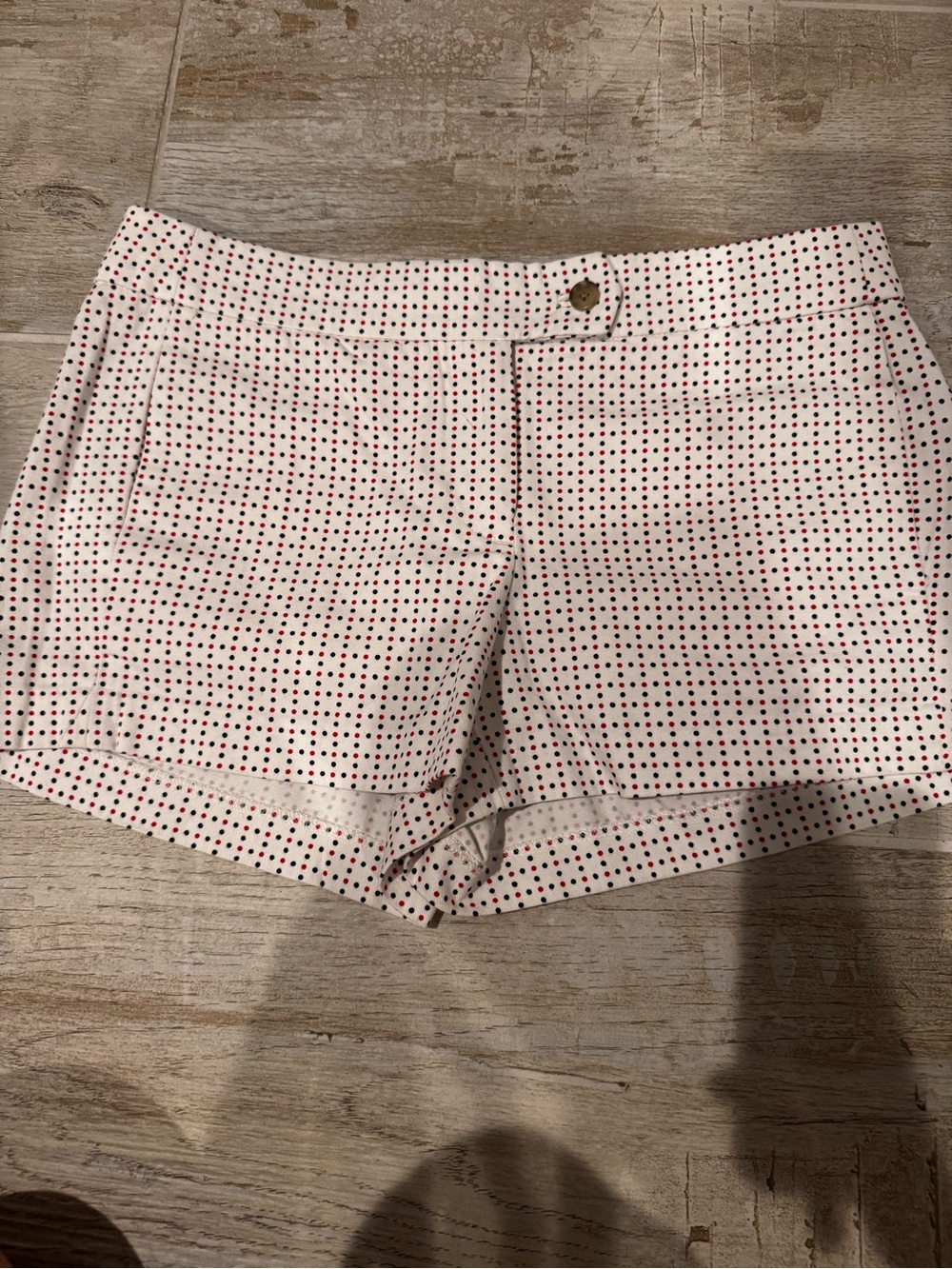 J. Crew White Polka Dot Shorts with Red and Blue Dots